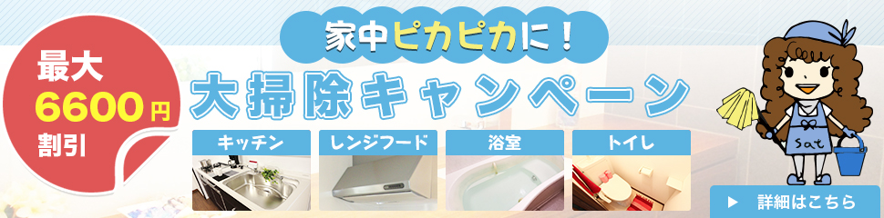 最大6600円割引 家中ピカピカに！ 大掃除キャンペーン キッチン　レンジフード　浴室　トイレ お急ぎください！ 詳細はこちら